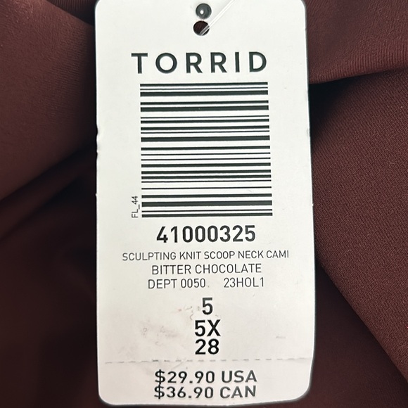NWT Torrid Sculpting Knit Scoop Neck Cami bitter chocolate size 5X - Picture 7 of 9